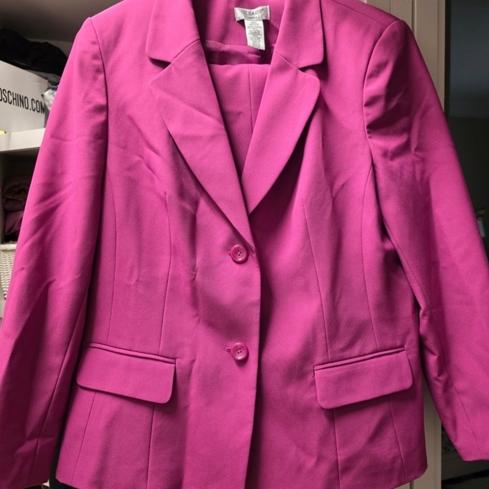 Liz Baker Vibrant Rose Pink Women's Blazer And Pants Pair Set - Picture 2 of 6